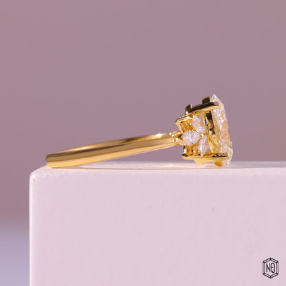1.25 Carat Oval Cut Lab Grown Diamond Vintage Inspired Heirloom Engagement Ring - Side Profile Angle