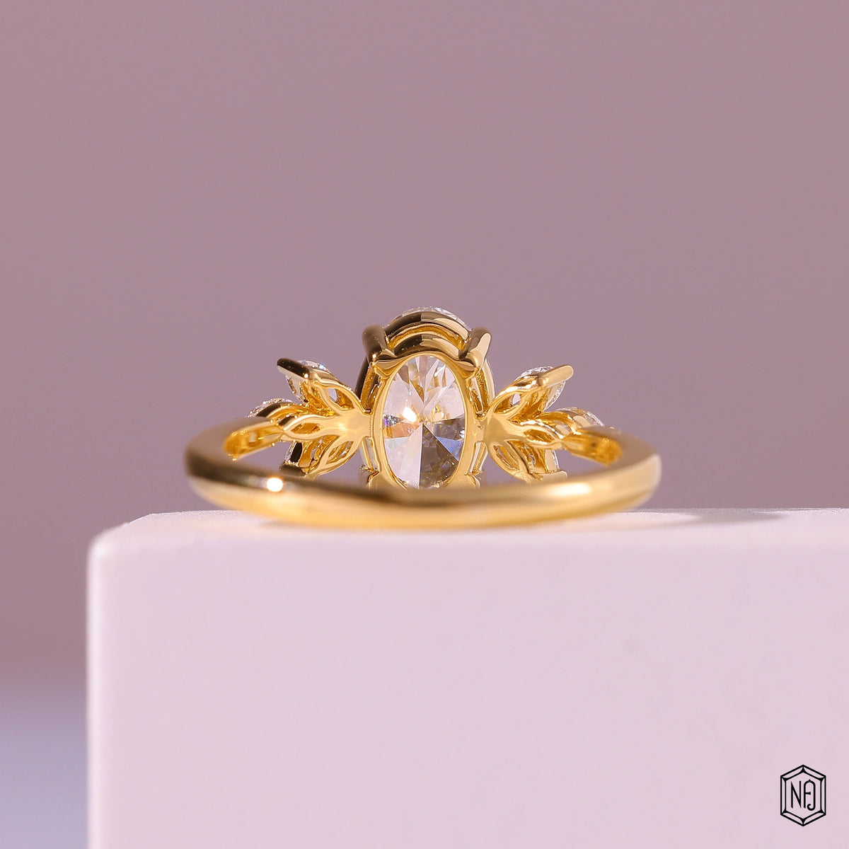 1.25 Carat Oval Cut Lab Grown Diamond Vintage Inspired Heirloom Engagement Ring - Hand View / Detail Angle