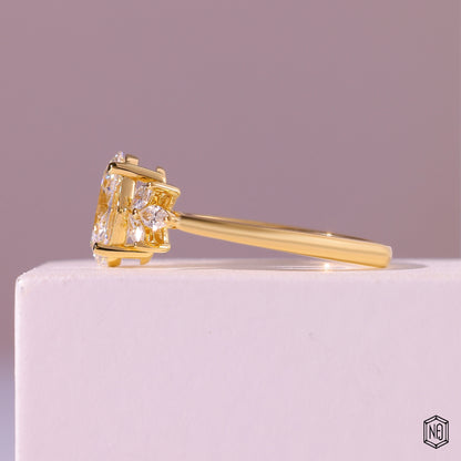 1.25 Carat Oval Cut Lab Grown Diamond Vintage Inspired Heirloom Engagement Ring - Angled Perspective