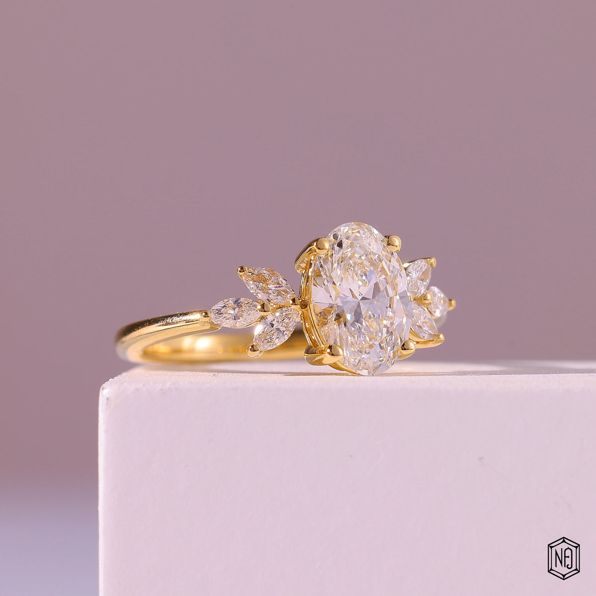 1.25 Carat Oval Cut Lab Grown Diamond Vintage Inspired Heirloom Engagement Ring - Gallery & Prongs Detail