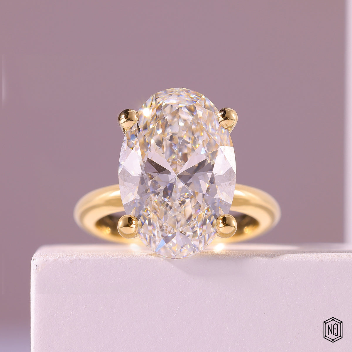 7.03 Carat Oval Cut Lab Grown Diamond Classic Solitaire Engagement Ring - Front Top View