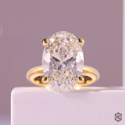 7.03 Carat Oval Cut Lab Grown Diamond Classic Solitaire Engagement Ring - Front Top View