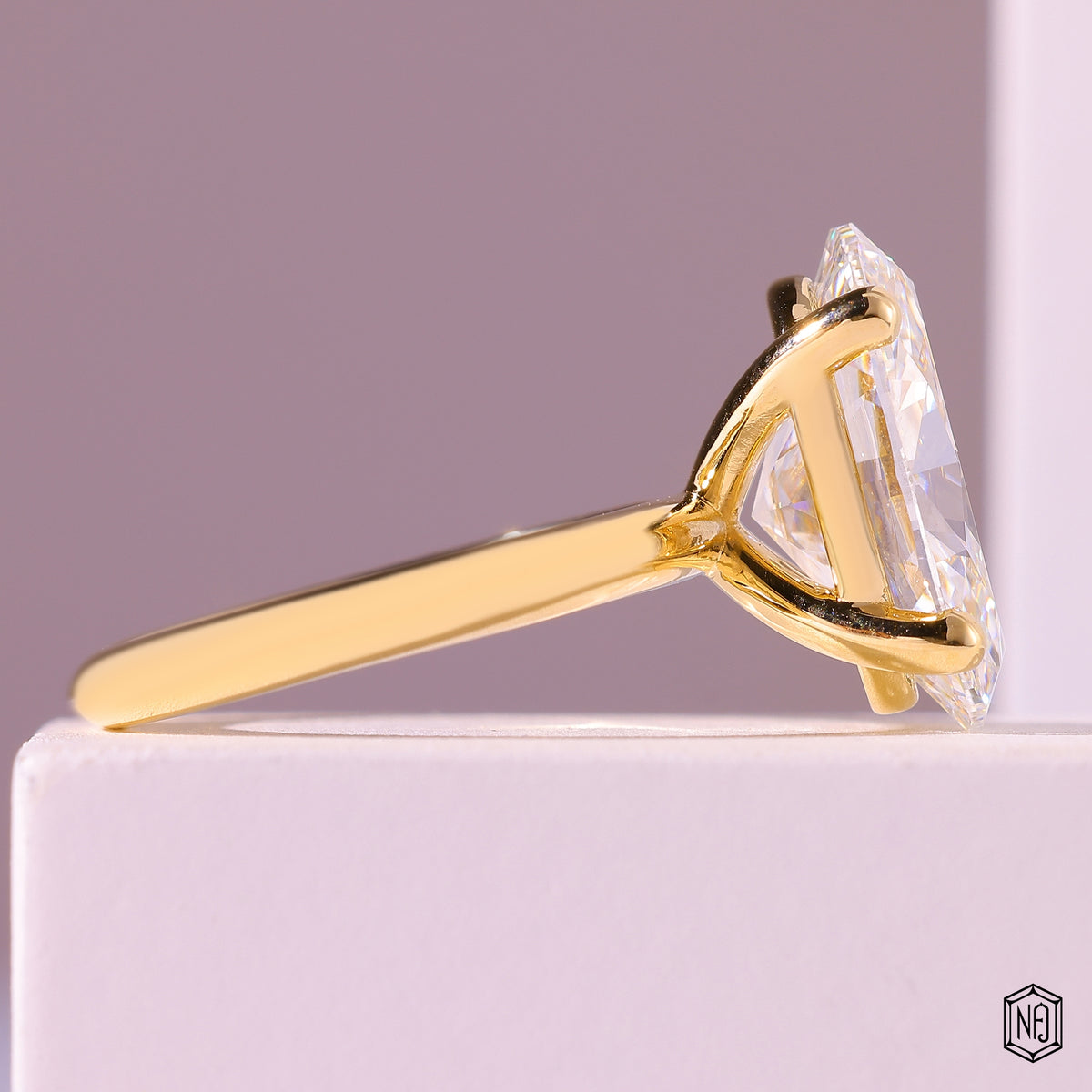 7.03 Carat Oval Cut Lab Grown Diamond Classic Solitaire Engagement Ring - Side Profile Angle
