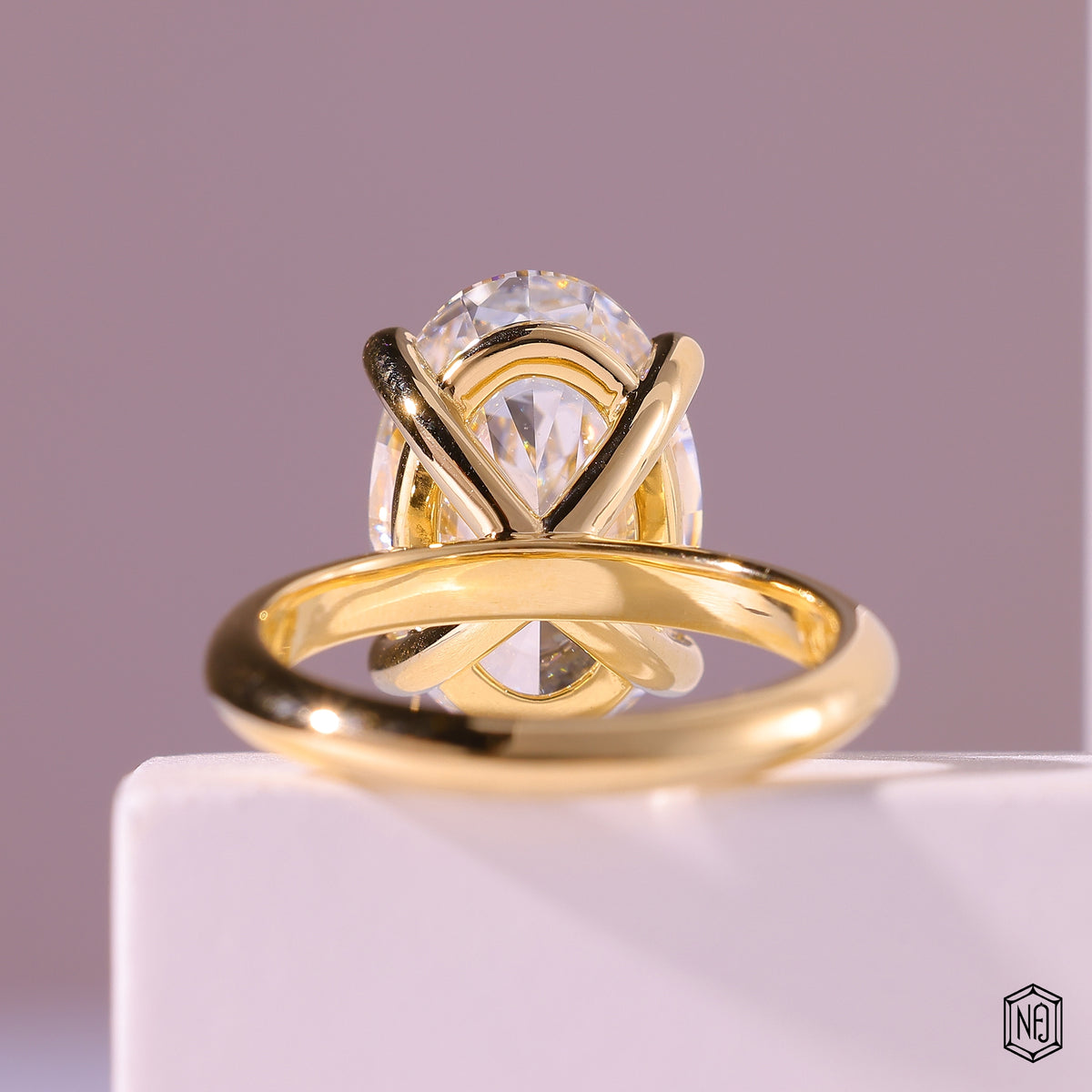 7.03 Carat Oval Cut Lab Grown Diamond Classic Solitaire Engagement Ring - Hand View / Detail Angle