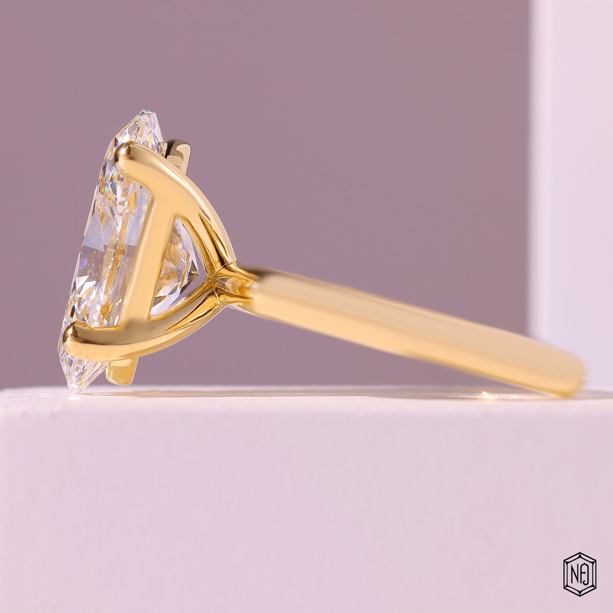 7.03 Carat Oval Cut Lab Grown Diamond Classic Solitaire Engagement Ring - Angled Perspective