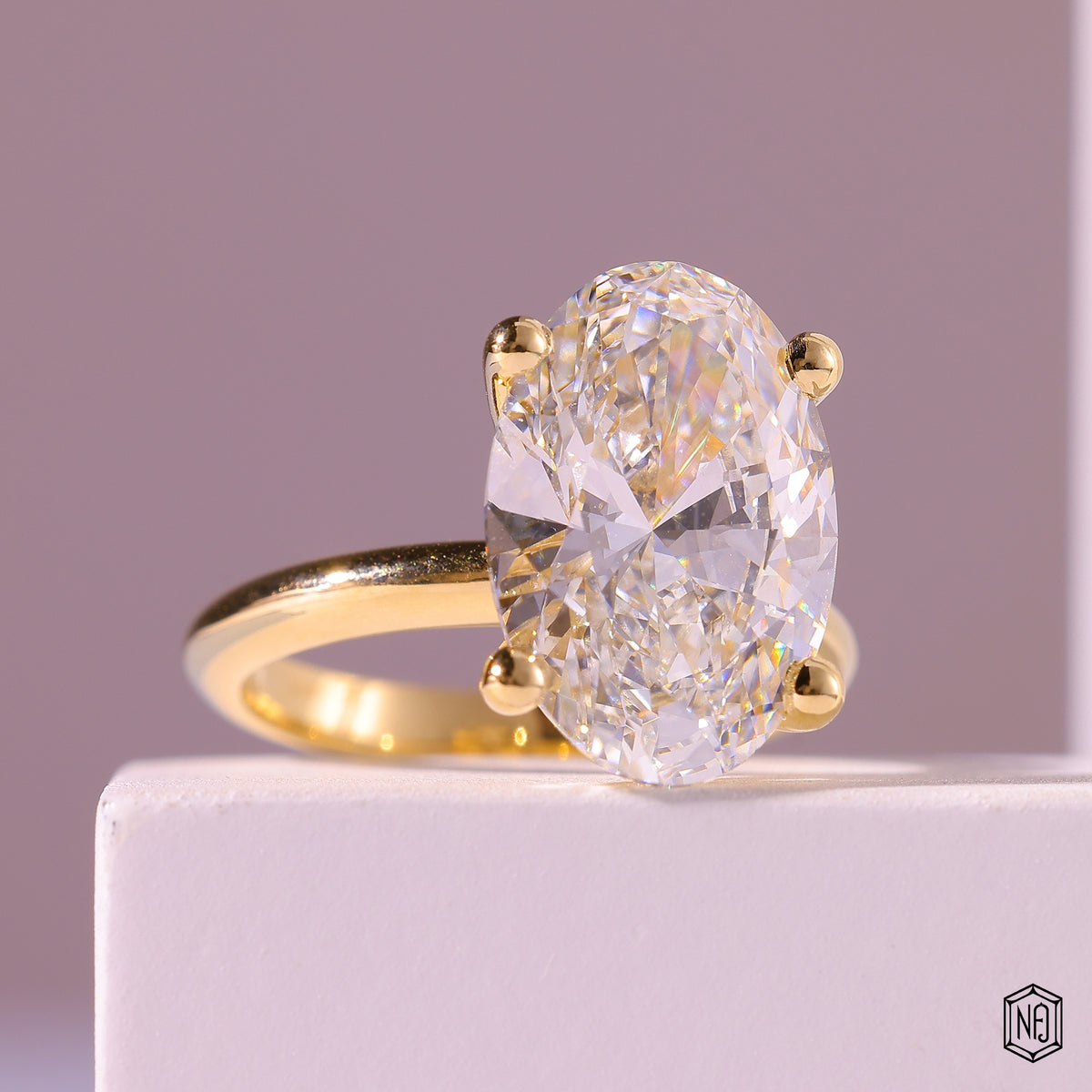 7.03 Carat Oval Cut Lab Grown Diamond Classic Solitaire Engagement Ring - Gallery & Prongs Detail