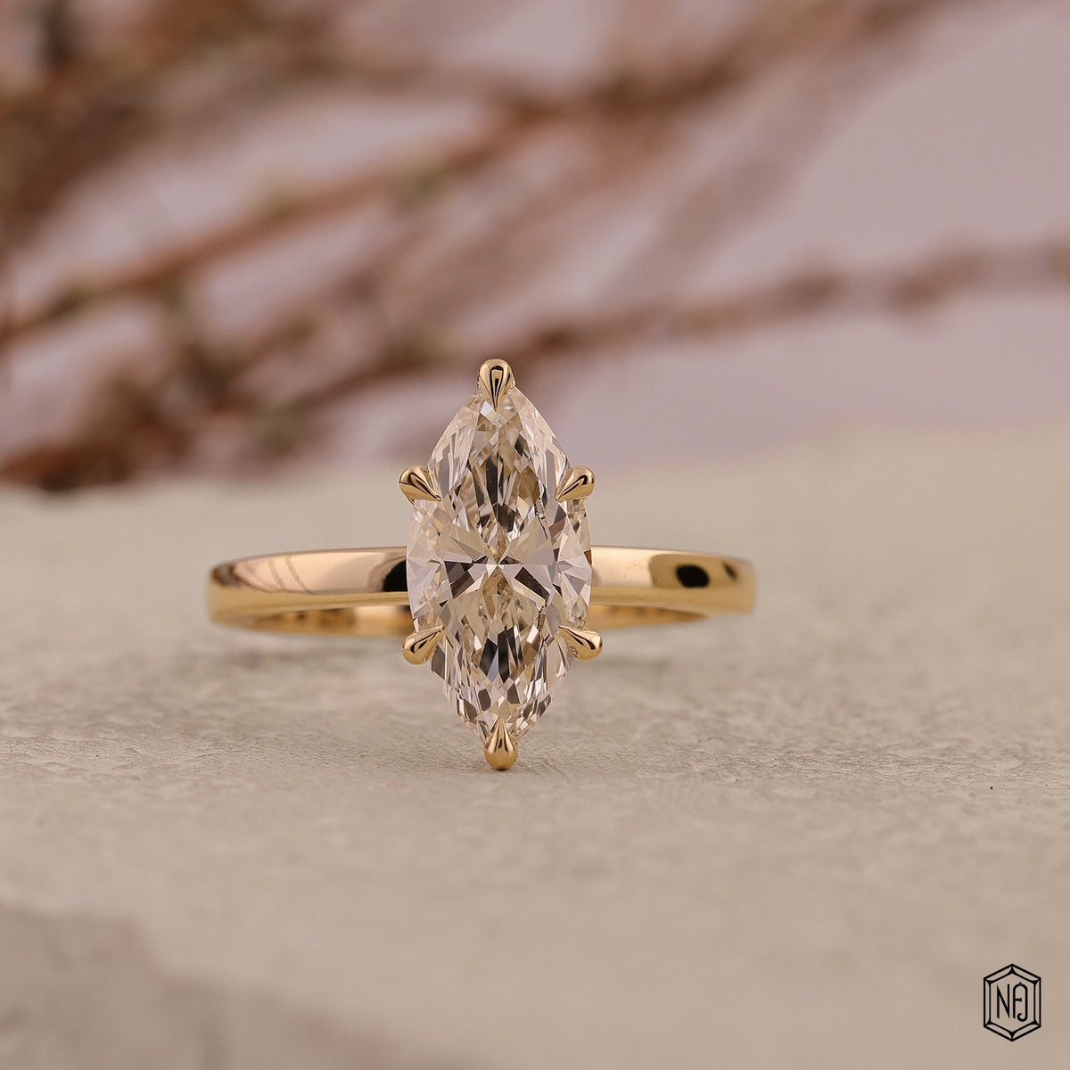 2.09 Carat Marquise Cut Lab Grown Diamond Classic Solitaire Engagement Ring - Front Top View