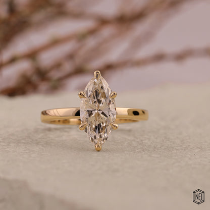 2.09 Carat Marquise Cut Lab Grown Diamond Classic Solitaire Engagement Ring - Front Top View