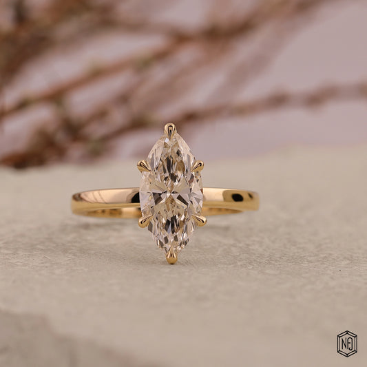 2.09 Carat Marquise Cut Lab Grown Diamond Classic Solitaire Engagement Ring - Front Top View