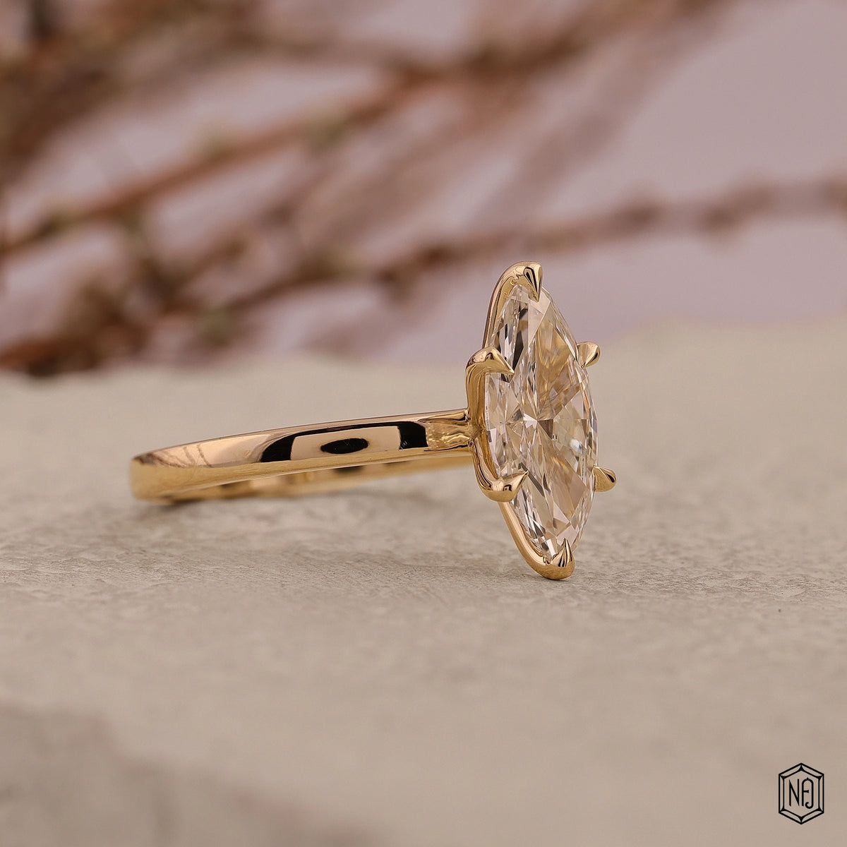 2.09 Carat Marquise Cut Lab Grown Diamond Classic Solitaire Engagement Ring - Side Profile Angle