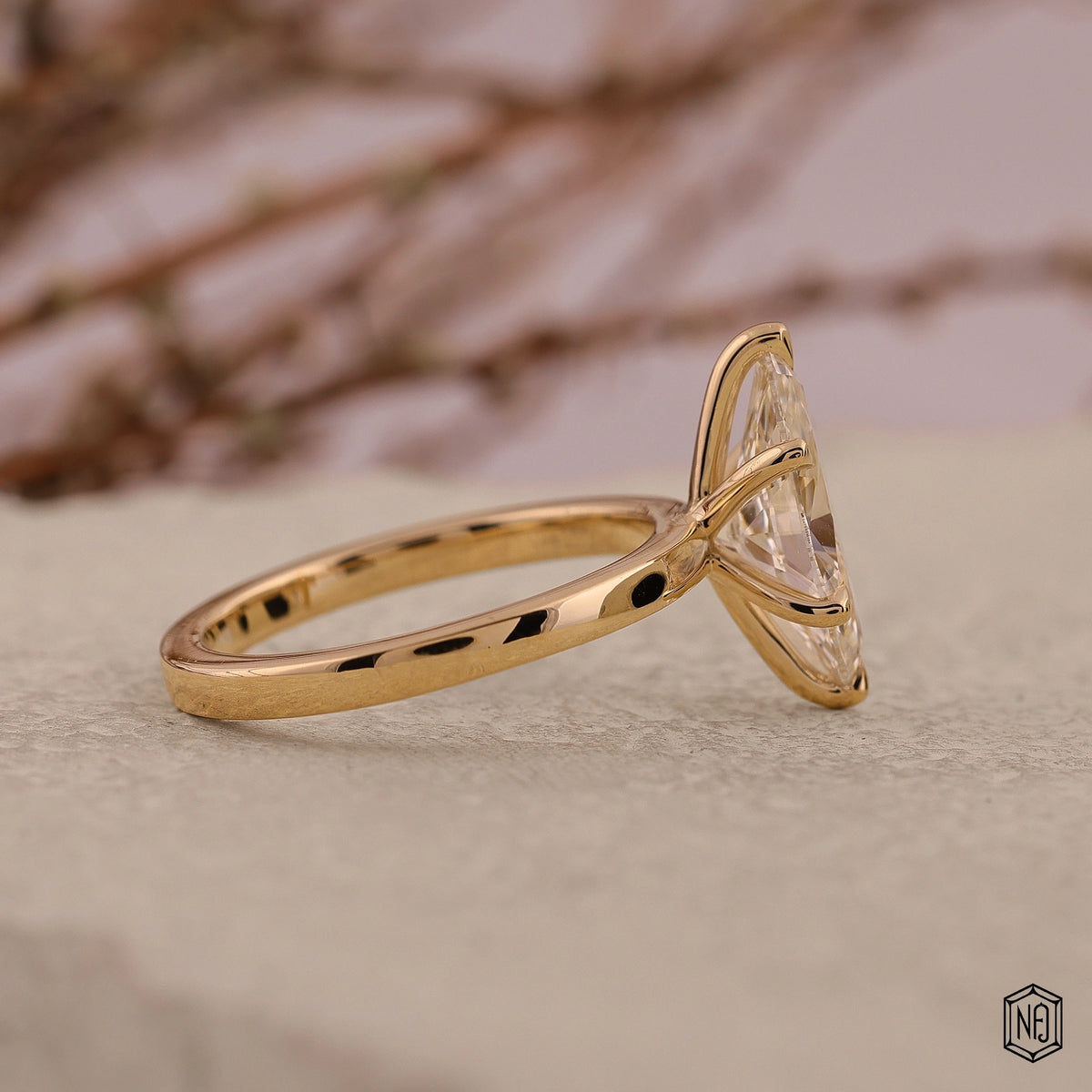 2.09 Carat Marquise Cut Lab Grown Diamond Classic Solitaire Engagement Ring - Gallery & Prongs Detail