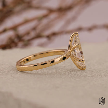 2.09 Carat Marquise Cut Lab Grown Diamond Classic Solitaire Engagement Ring - Gallery & Prongs Detail