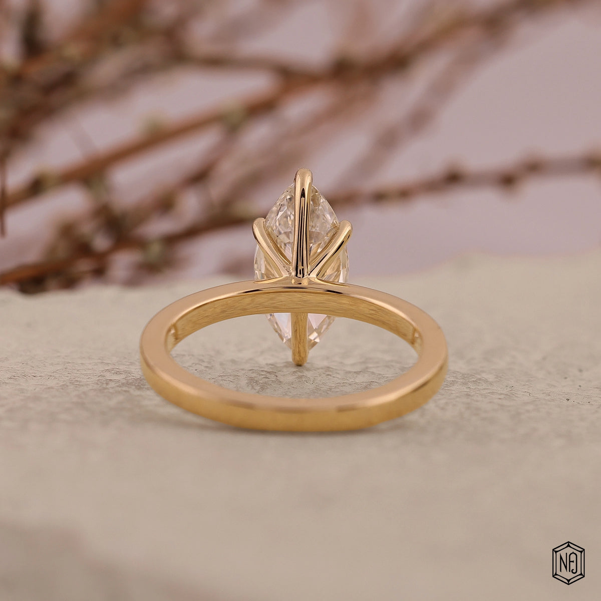 2.09 Carat Marquise Cut Lab Grown Diamond Classic Solitaire Engagement Ring - Hand View / Detail Angle