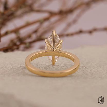 2.09 Carat Marquise Cut Lab Grown Diamond Classic Solitaire Engagement Ring - Hand View / Detail Angle