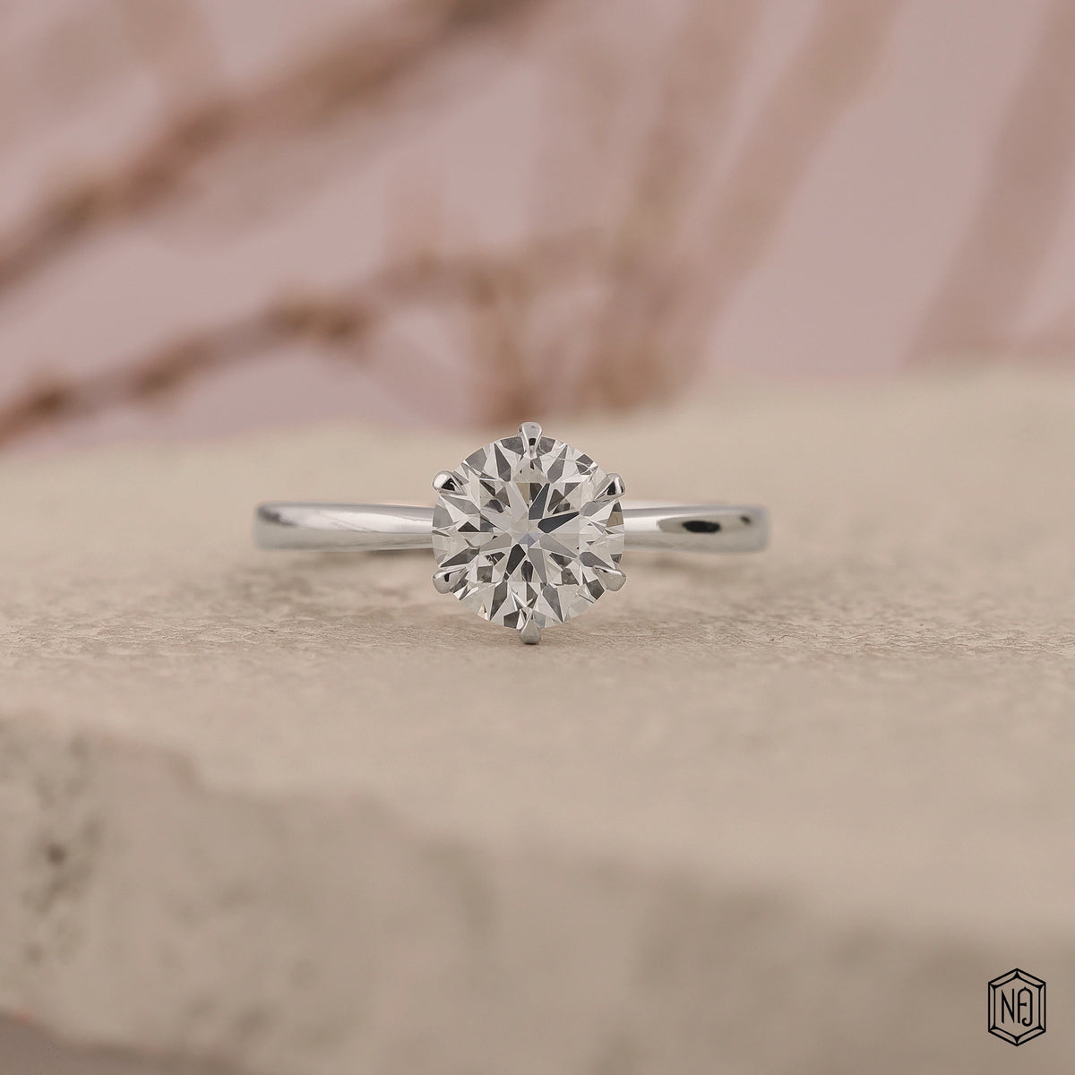 1.5 Carat Round Cut Lab Grown Diamond Classic Solitaire Engagement Ring - Front Top View