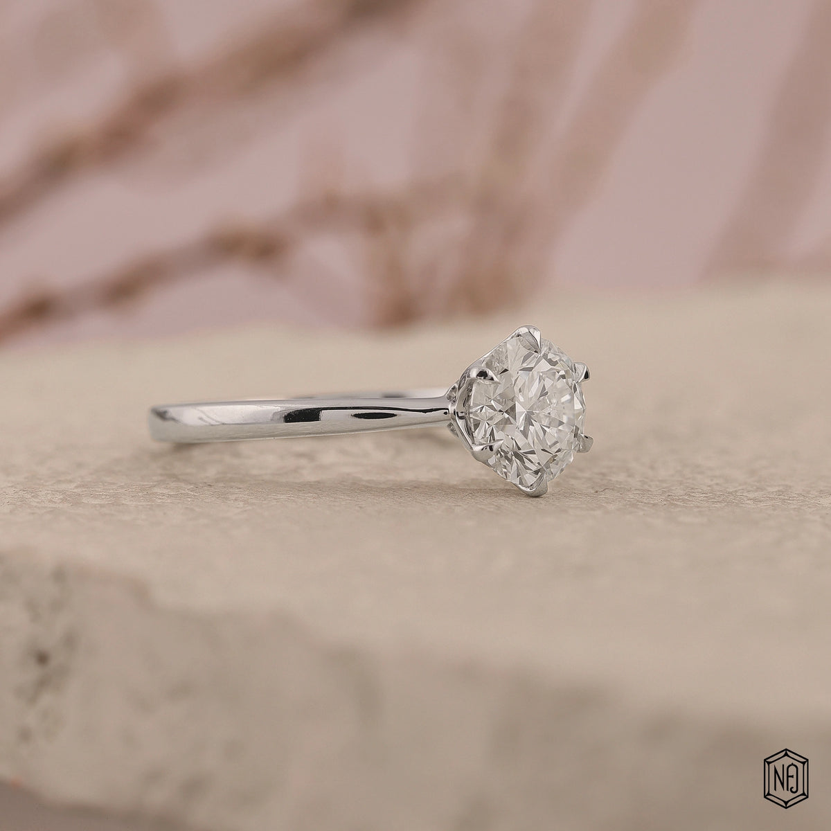 1.5 Carat Round Cut Lab Grown Diamond Classic Solitaire Engagement Ring - Gallery & Prongs Detail