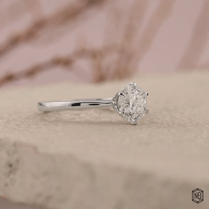 1.5 Carat Round Cut Lab Grown Diamond Classic Solitaire Engagement Ring - Gallery & Prongs Detail