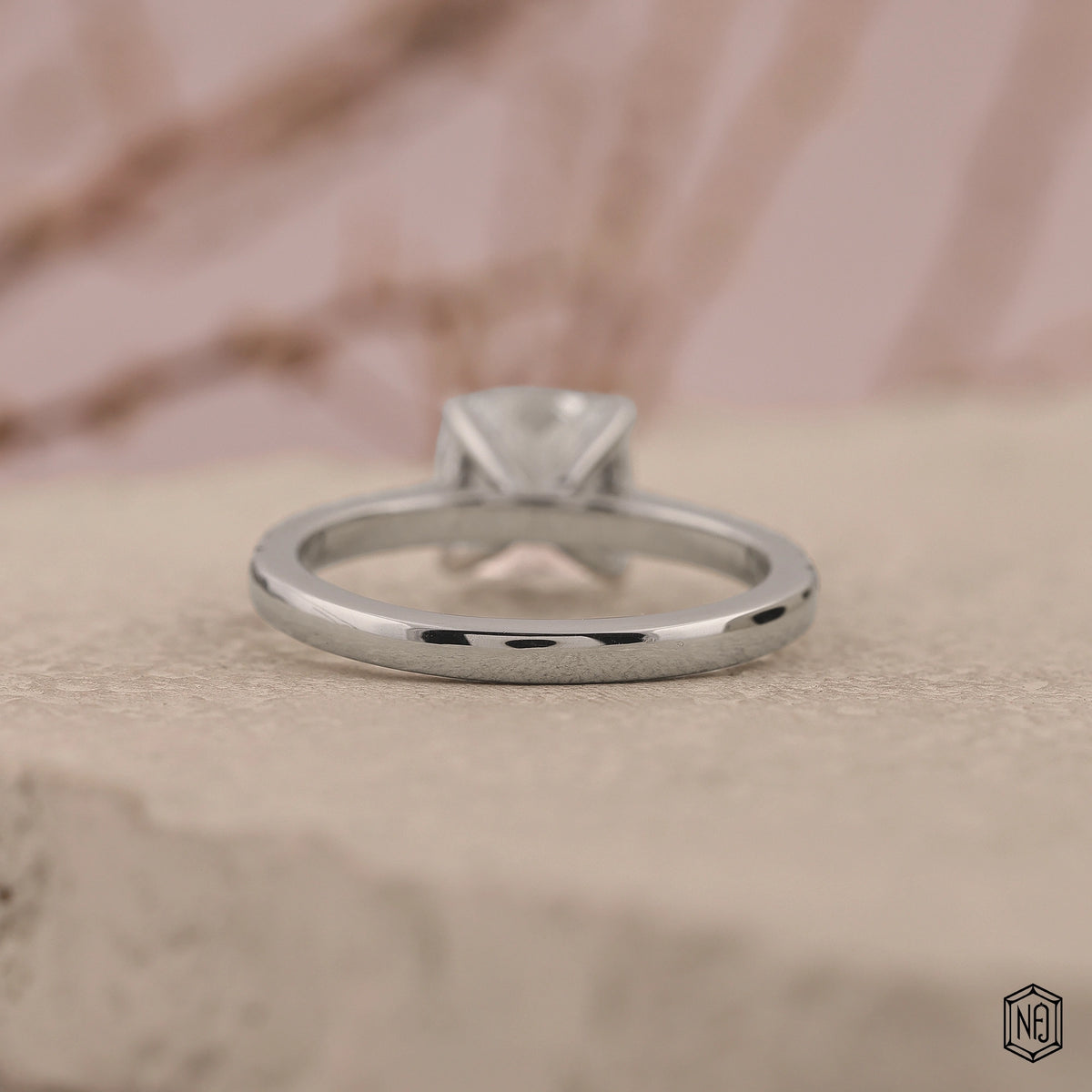 2.48 Carat Cushion Cut Lab Grown Diamond Side Stone Pavé Engagement Ring - Hand View / Detail Angle