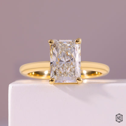 Radiant Cut Lab Grown Diamond Solitaire Engagement Ring with 4-Prong Ball Setting