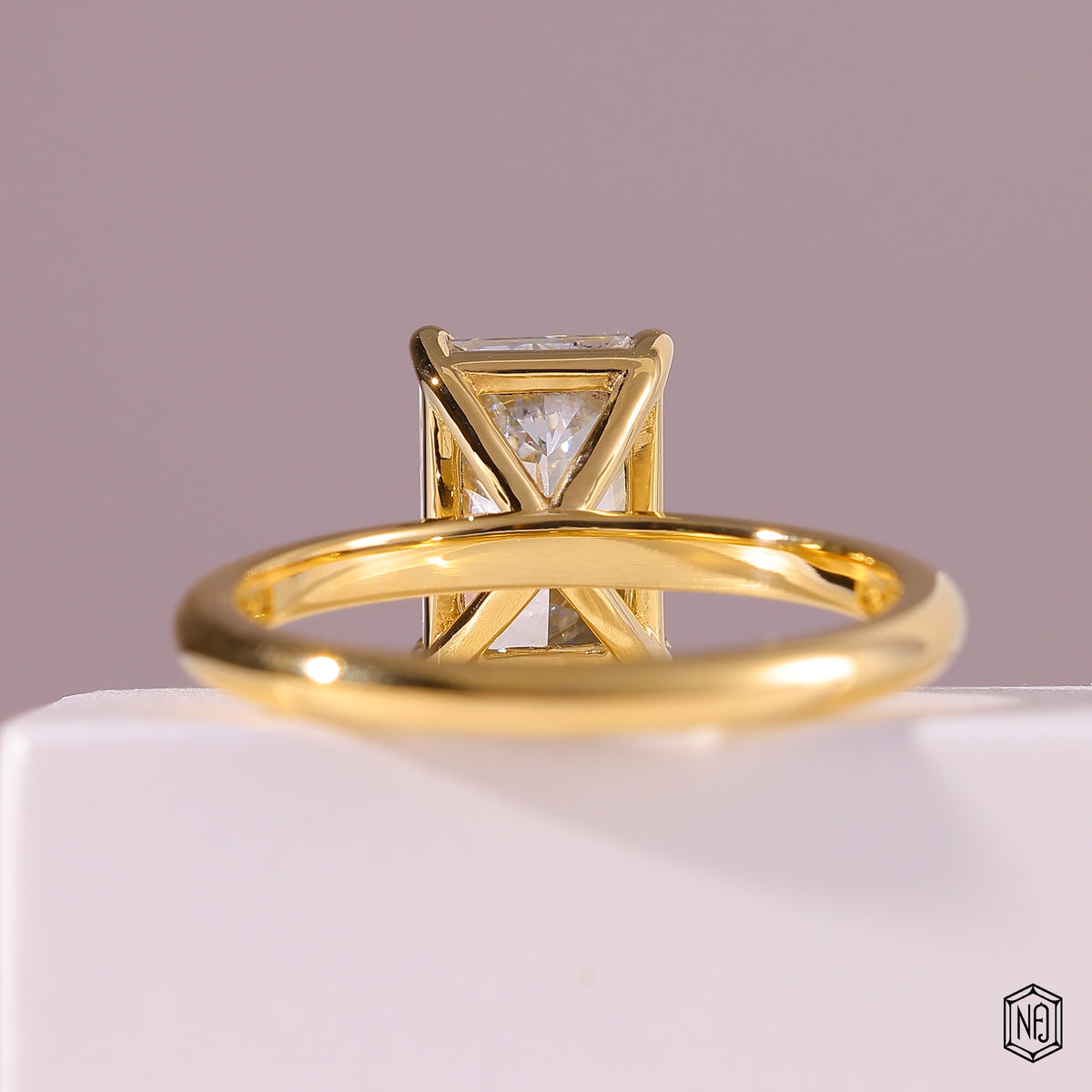 Radiant Cut Lab Grown Diamond Solitaire Engagement Ring with 4-Prong Ball Setting