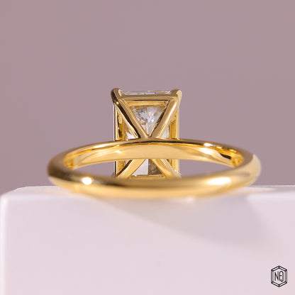 Radiant Cut Lab Grown Diamond Solitaire Engagement Ring with 4-Prong Ball Setting