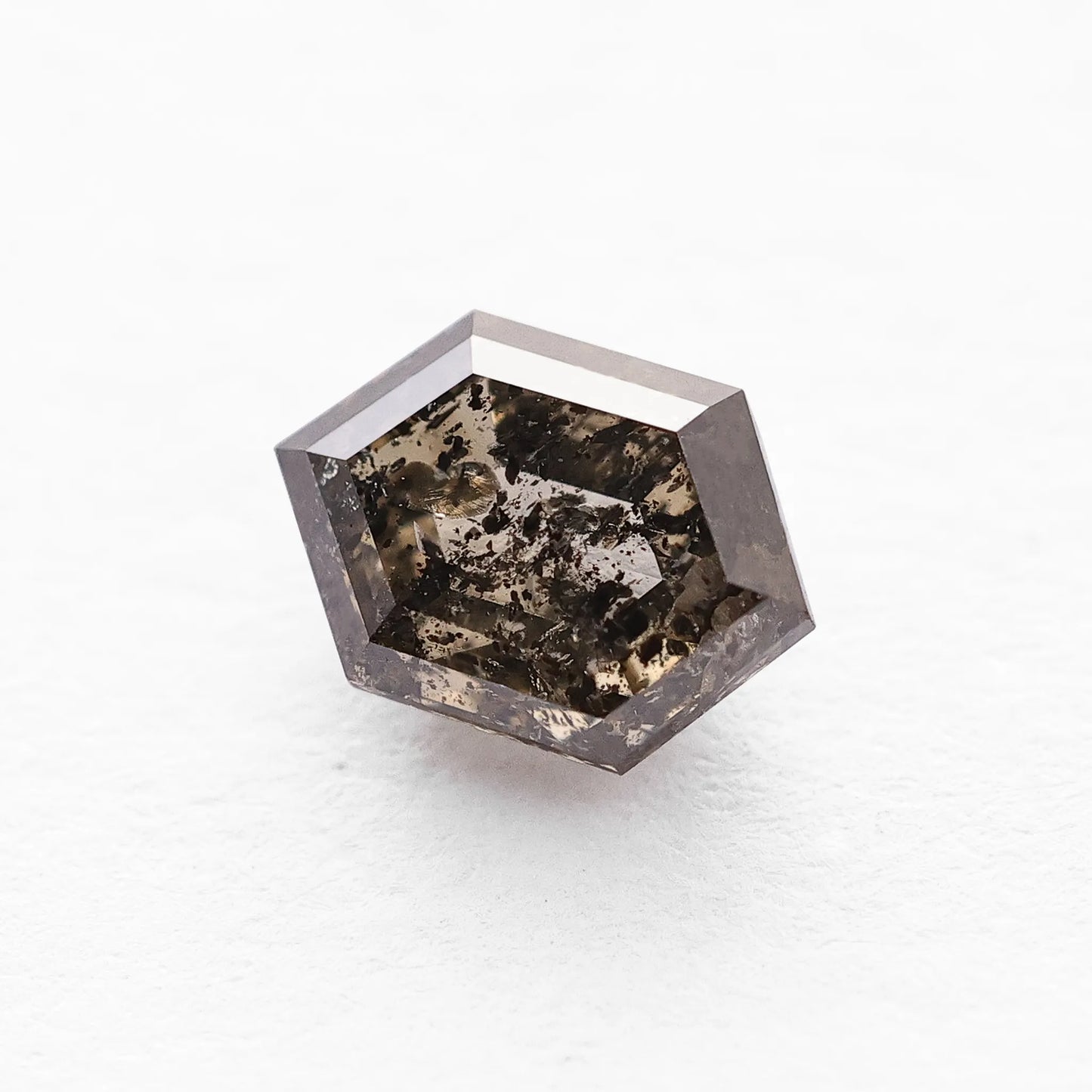 0.91 Ct Hexagon Brilliant Cut Salt and Pepper Diamond