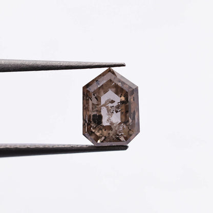 0.86 Ct Hexagon Brilliant Cut Salt and Pepper Diamond