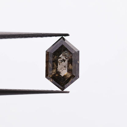 1.28 Ct Hexagon Brilliant Cut Salt and Pepper Diamond