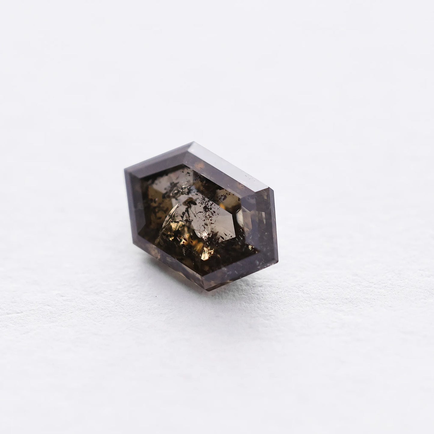 1.28 Ct Hexagon Brilliant Cut Salt and Pepper Diamond