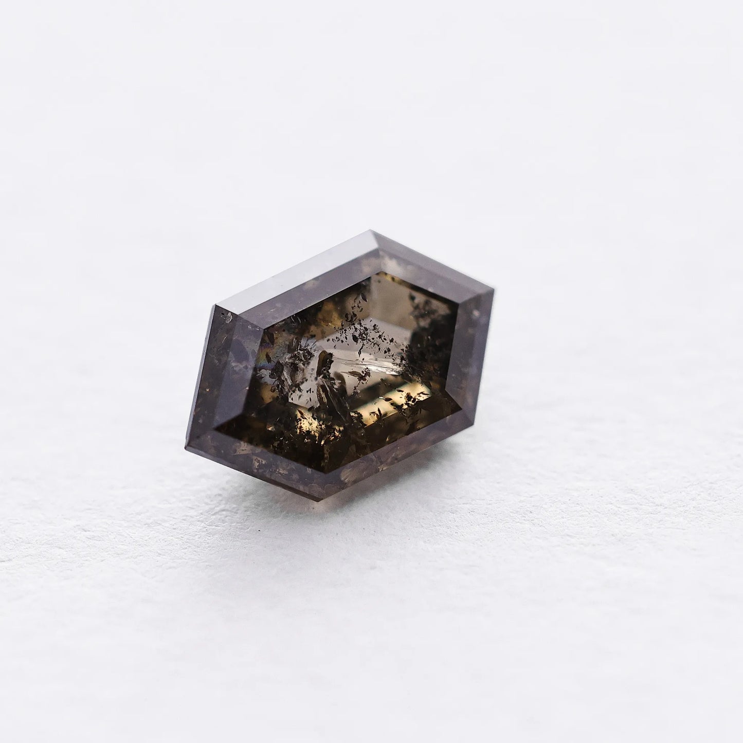 1.28 Ct Hexagon Brilliant Cut Salt and Pepper Diamond