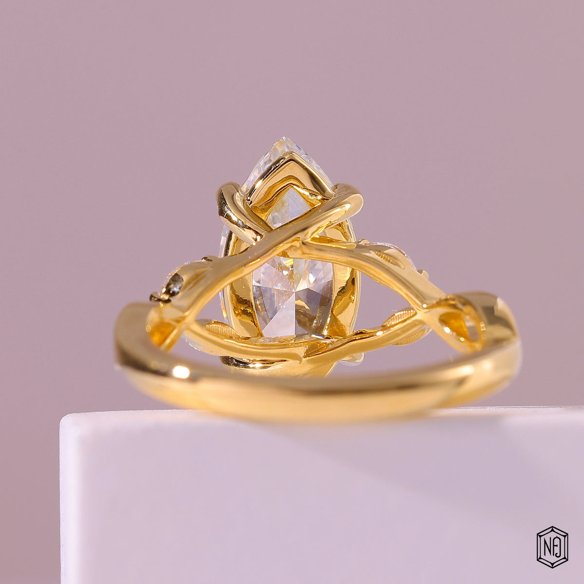 3.1 Carat Marquise Cut Lab Grown Diamond Side Stone Pavé Engagement Ring - Hand View / Detail Angle