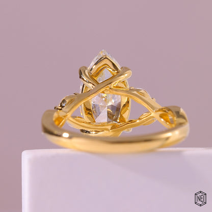 3.1 Carat Marquise Cut Lab Grown Diamond Side Stone Pavé Engagement Ring - Hand View / Detail Angle