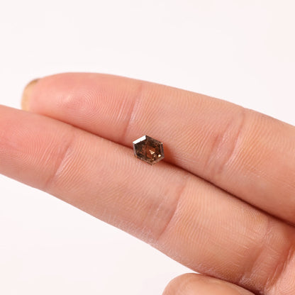 0.72 Ct Hexagon Brilliant Cut Salt and Pepper Diamond