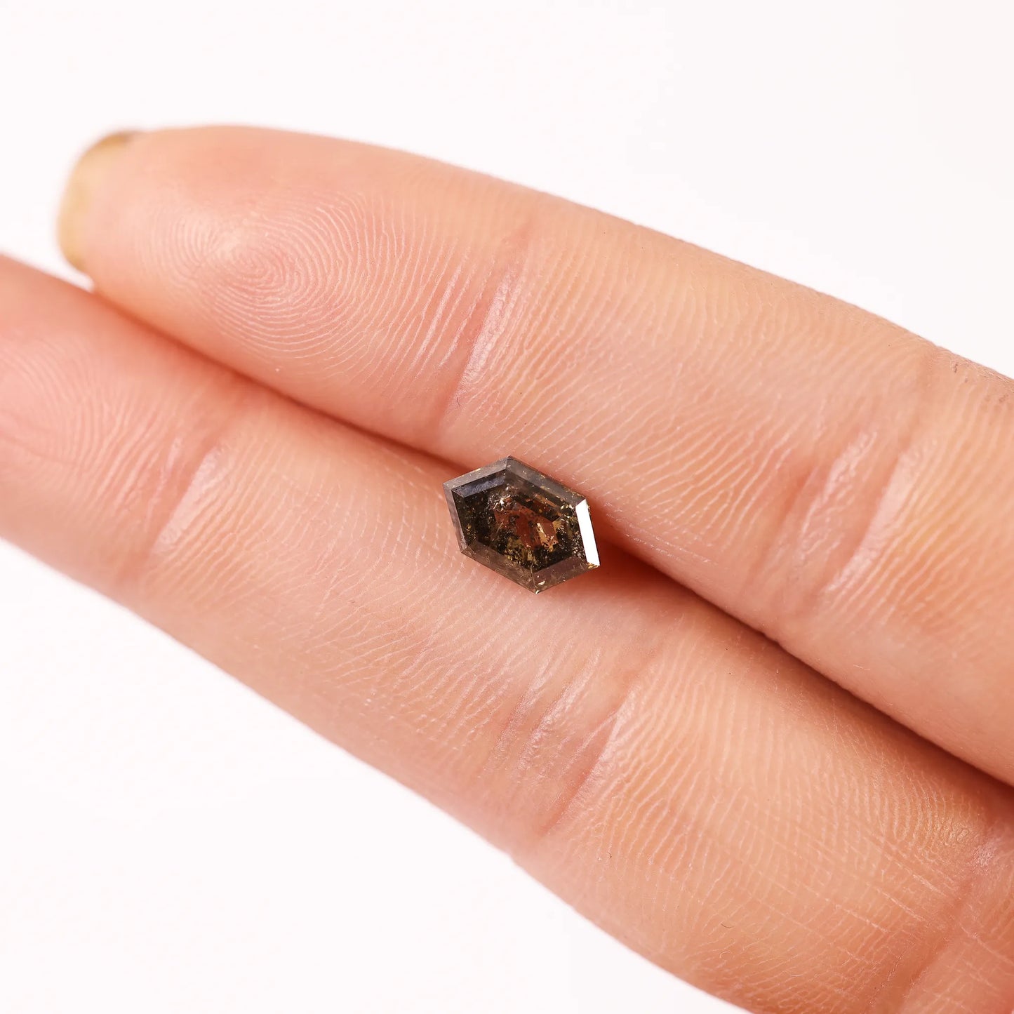 1.28 Ct Hexagon Brilliant Cut Salt and Pepper Diamond