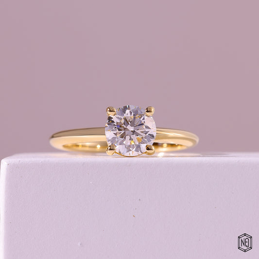 1 Carat Round Cut Lab Grown Diamond Classic Solitaire Engagement Ring - Front Top View