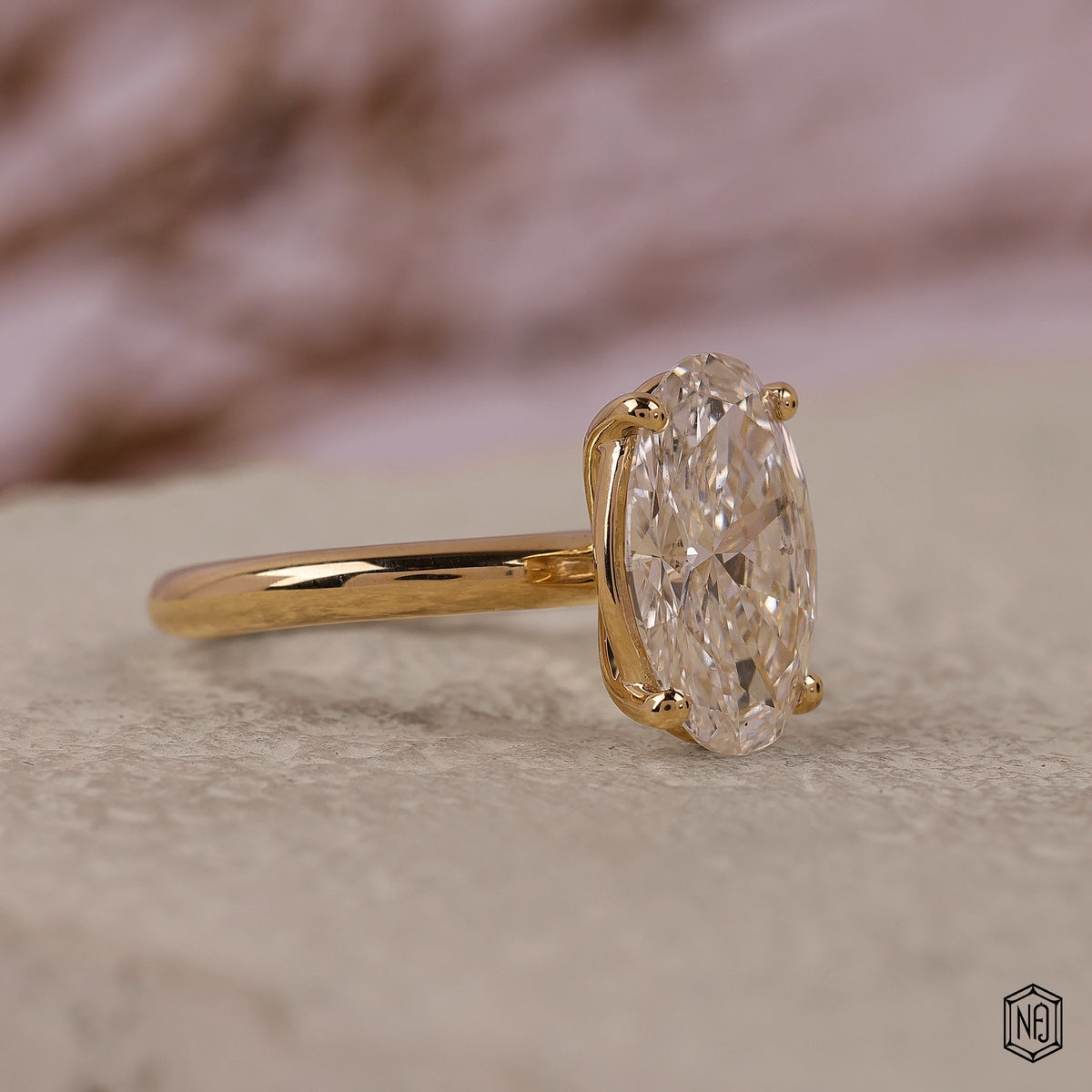 3.58 Carat Oval Cut Lab Grown Diamond Classic Solitaire Engagement Ring - Gallery & Prongs Detail