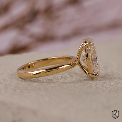 3.58 Carat Oval Cut Lab Grown Diamond Classic Solitaire Engagement Ring - Side Profile Angle