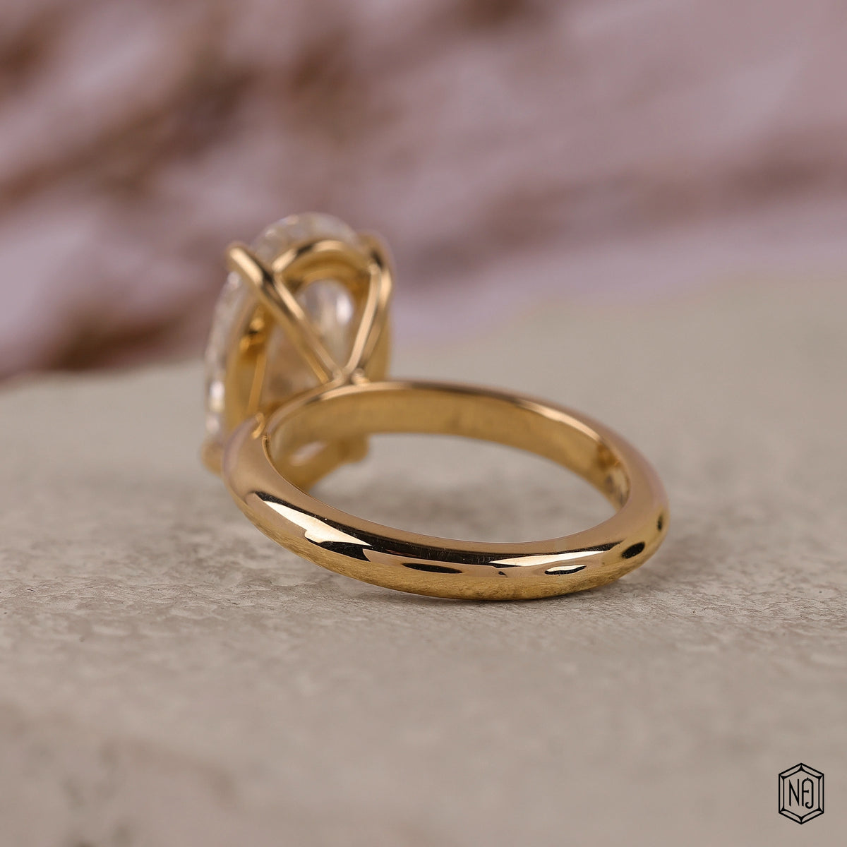 3.58 Carat Oval Cut Lab Grown Diamond Classic Solitaire Engagement Ring - Hand View / Detail Angle