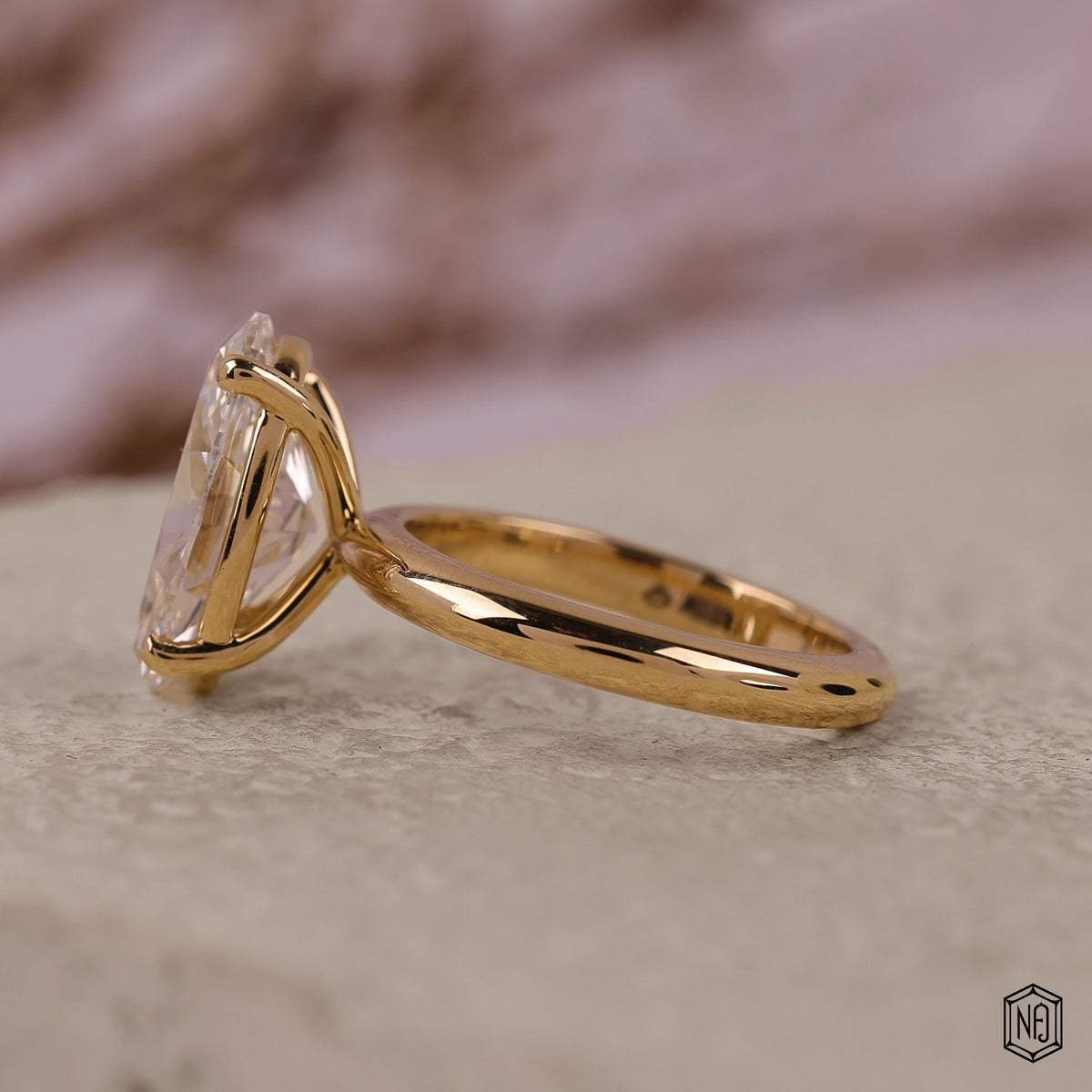 3.58 Carat Oval Cut Lab Grown Diamond Classic Solitaire Engagement Ring - Angled Perspective