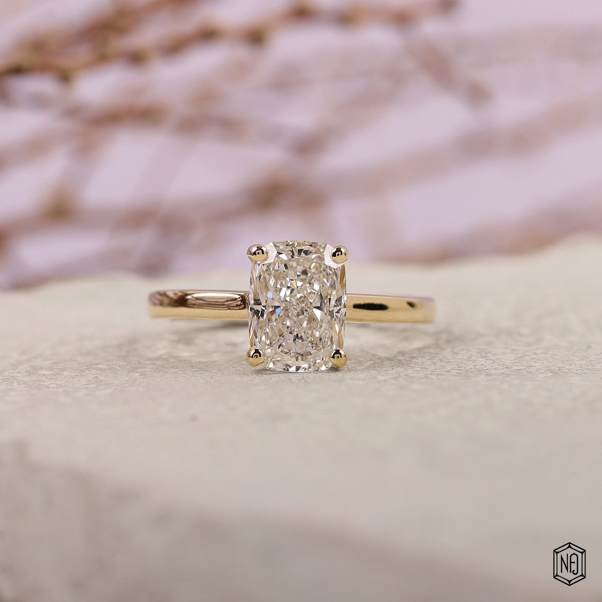 2.72 Carat Cushion Cut Lab Grown Diamond Classic Solitaire Engagement Ring - Front Top View