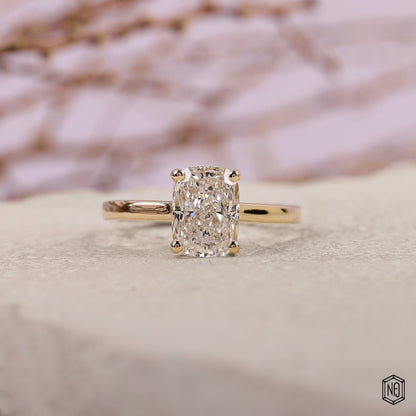 2.72 Carat Cushion Cut Lab Grown Diamond Classic Solitaire Engagement Ring - Front Top View