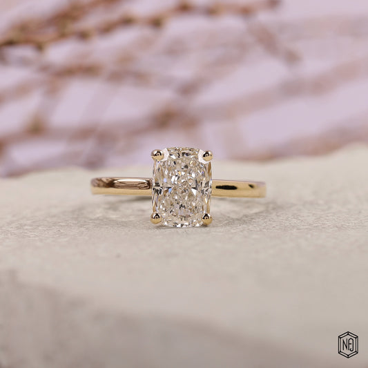 2.72 Carat Cushion Cut Lab Grown Diamond Classic Solitaire Engagement Ring - Front Top View