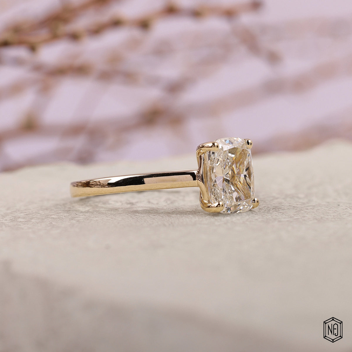 2.72 Carat Cushion Cut Lab Grown Diamond Classic Solitaire Engagement Ring - Gallery & Prongs Detail