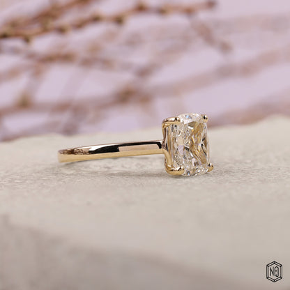 2.72 Carat Cushion Cut Lab Grown Diamond Classic Solitaire Engagement Ring - Gallery & Prongs Detail