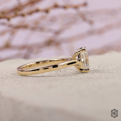 2.72 Carat Cushion Cut Lab Grown Diamond Classic Solitaire Engagement Ring - Side Profile Angle