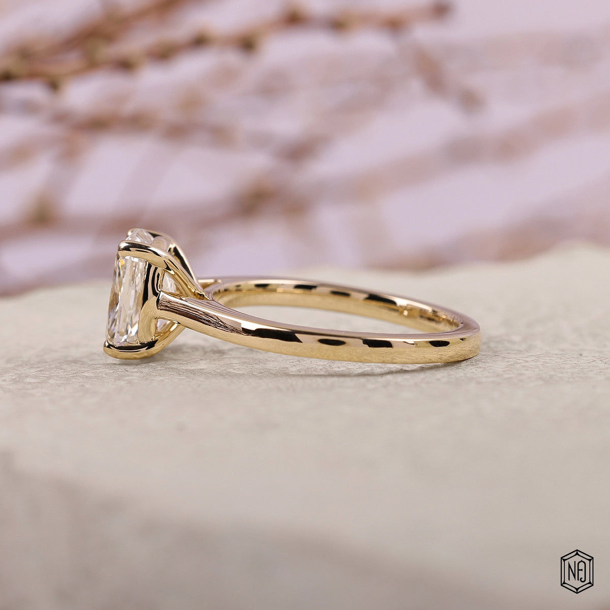 2.72 Carat Cushion Cut Lab Grown Diamond Classic Solitaire Engagement Ring - Angled Perspective
