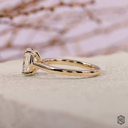 2.72 Carat Cushion Cut Lab Grown Diamond Classic Solitaire Engagement Ring - Angled Perspective