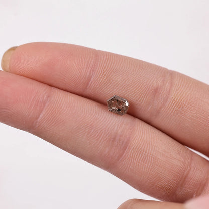 0.86 Ct Hexagon Brilliant Cut Salt and Pepper Diamond