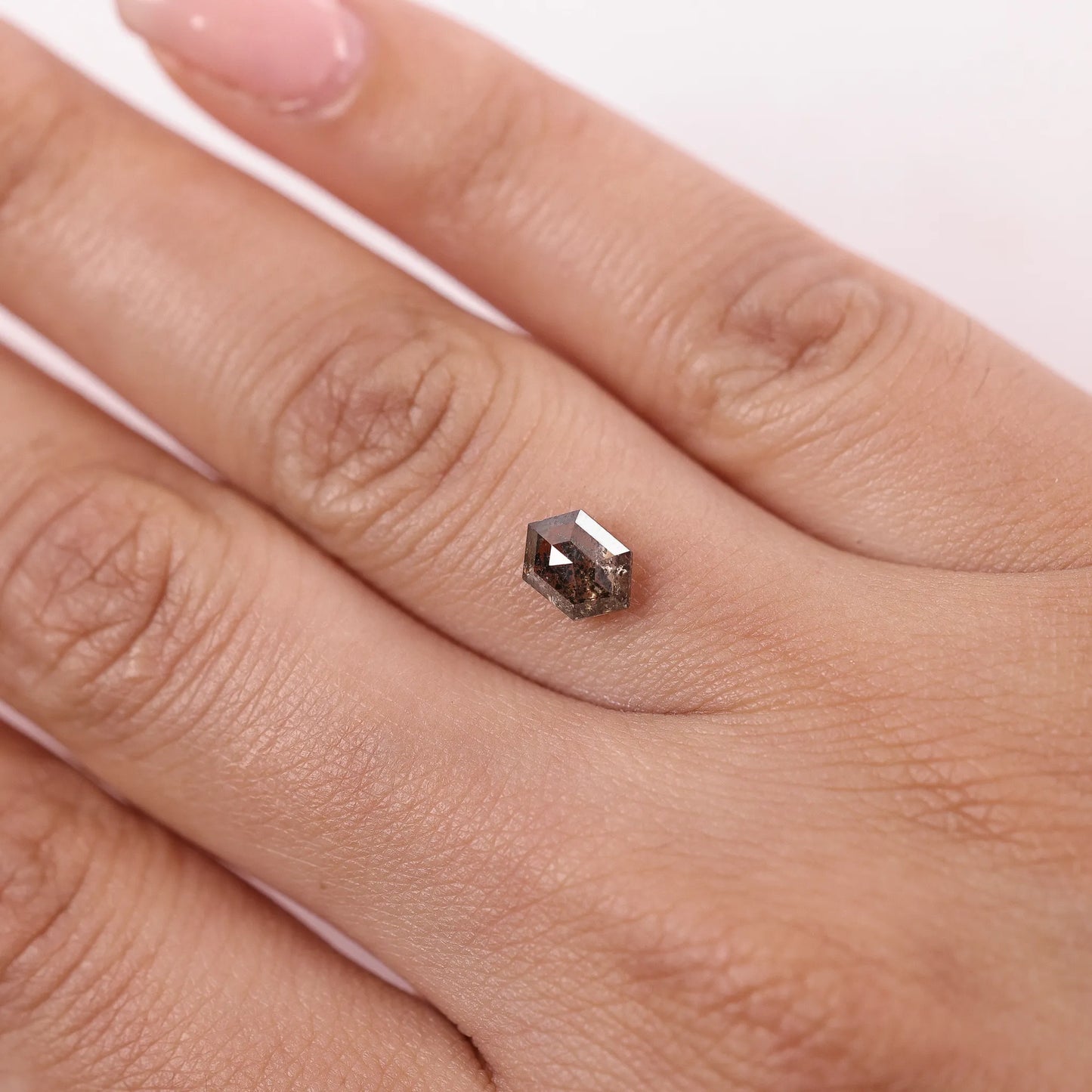 0.91 Ct Hexagon Brilliant Cut Salt and Pepper Diamond