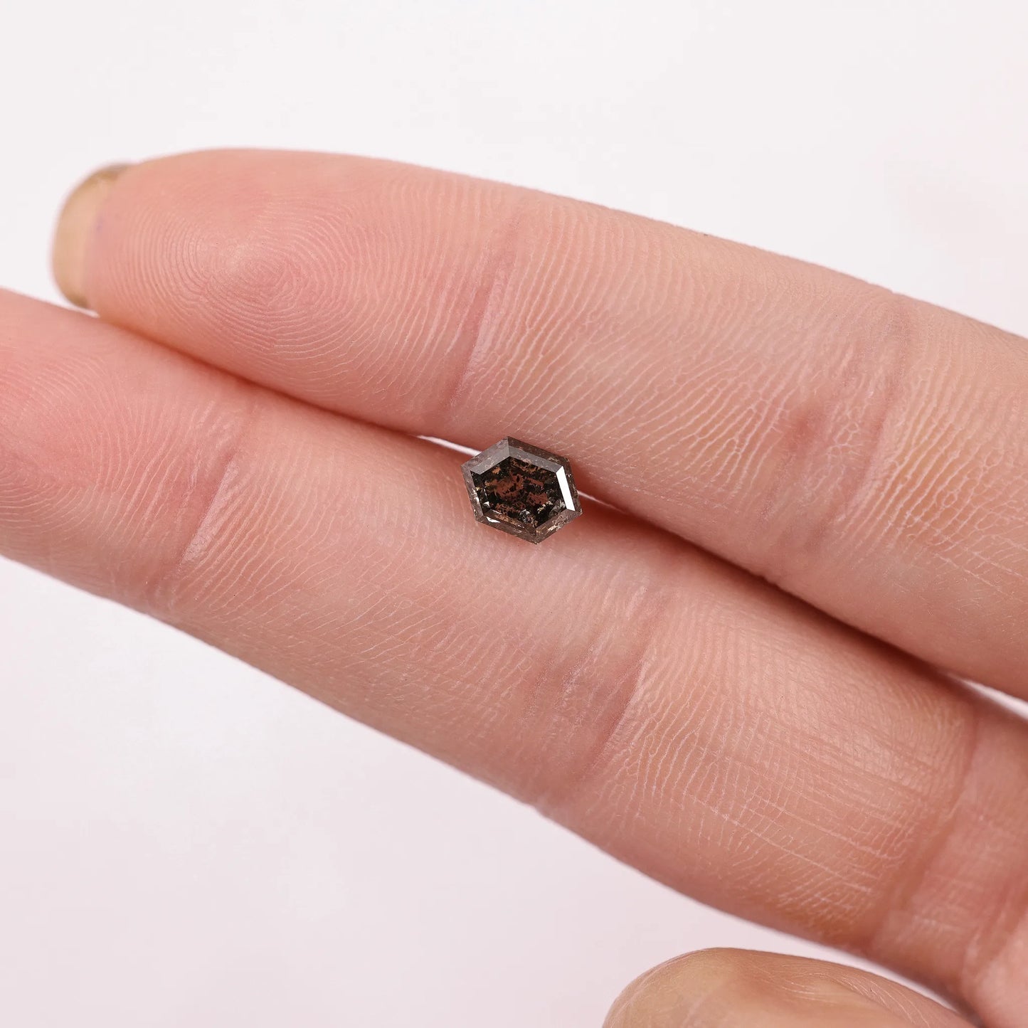 0.91 Ct Hexagon Brilliant Cut Salt and Pepper Diamond